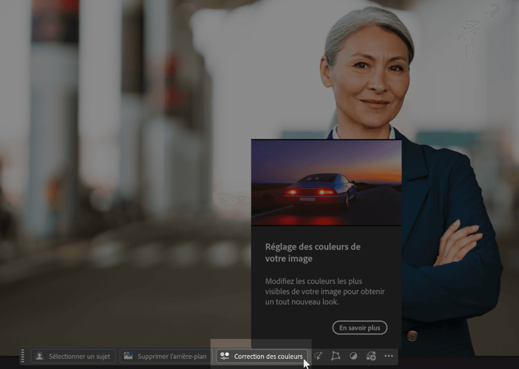 bouton correction des couleurs sur photoshop