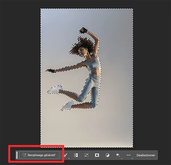 sélection sur une photo pour utiliser generate fill sur photoshop