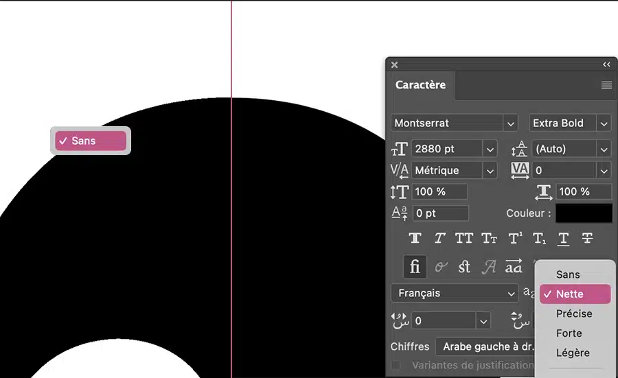 améliorer la netteté du texte sur Photoshop