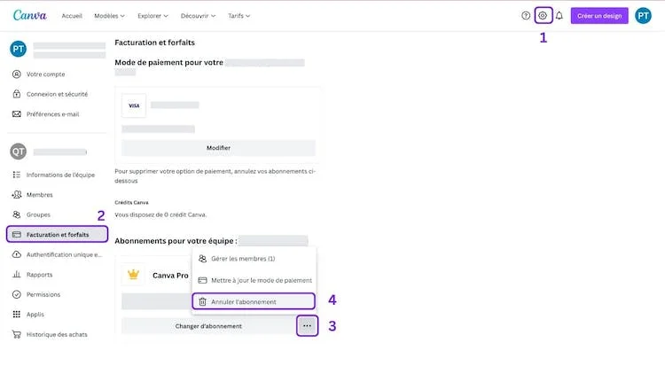 Comment résilier son abonnement Canva Pro
