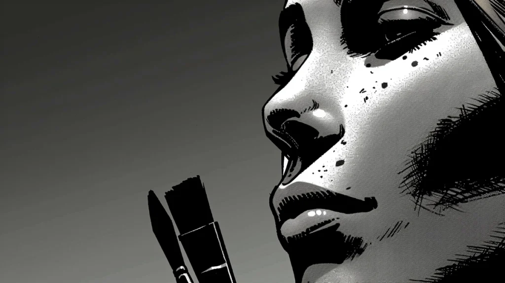 femme avec un brush illustrator