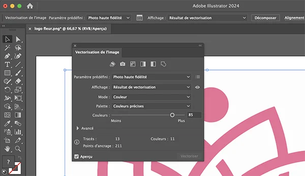Illustrator : vectorisation de l'image