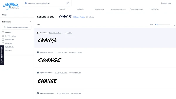 Résultats WhatTheFont